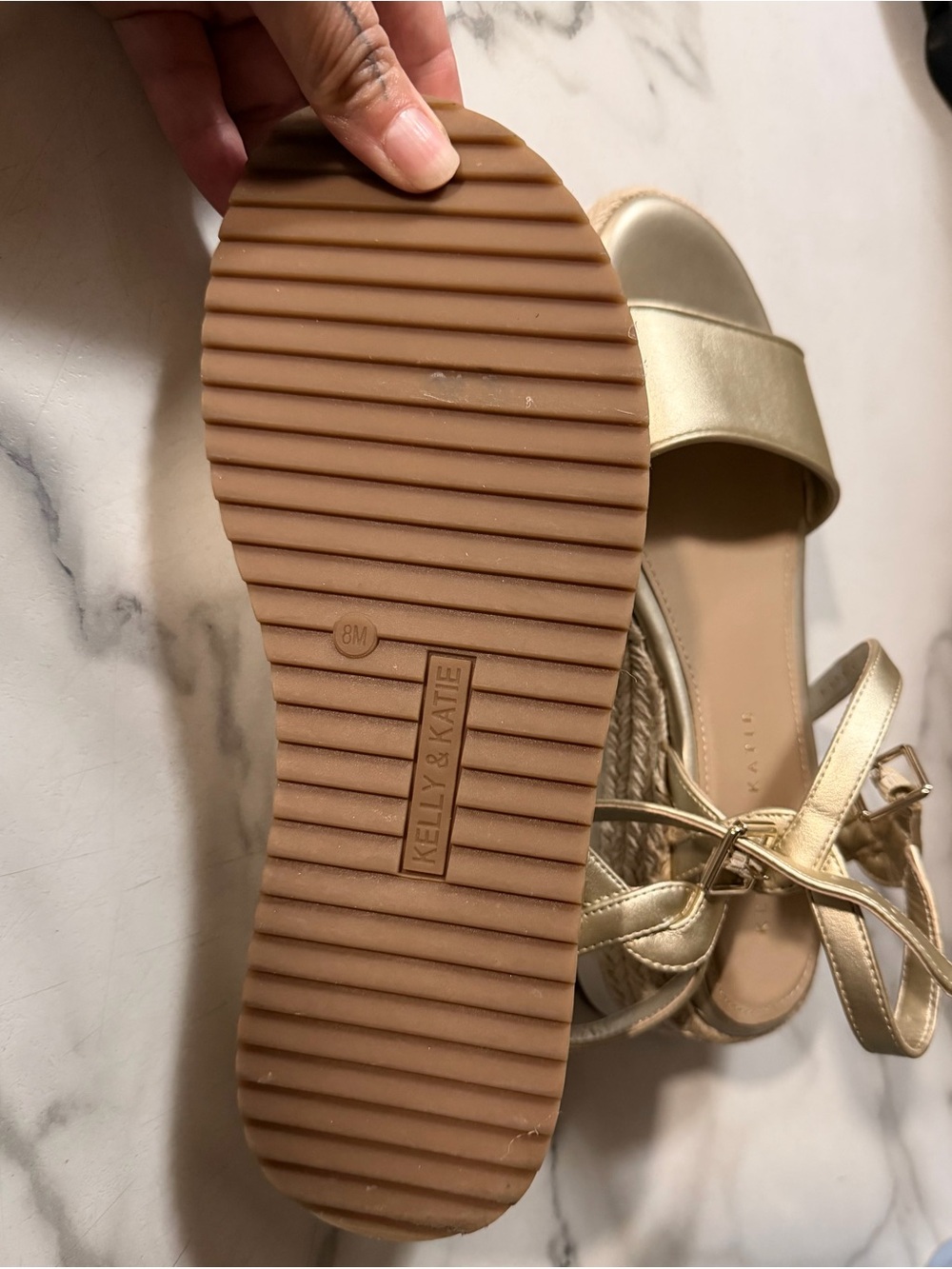 Kelly & Katie Gold Metallic Ankle-Strap Espadrille Sandals - Picture 3 of 4